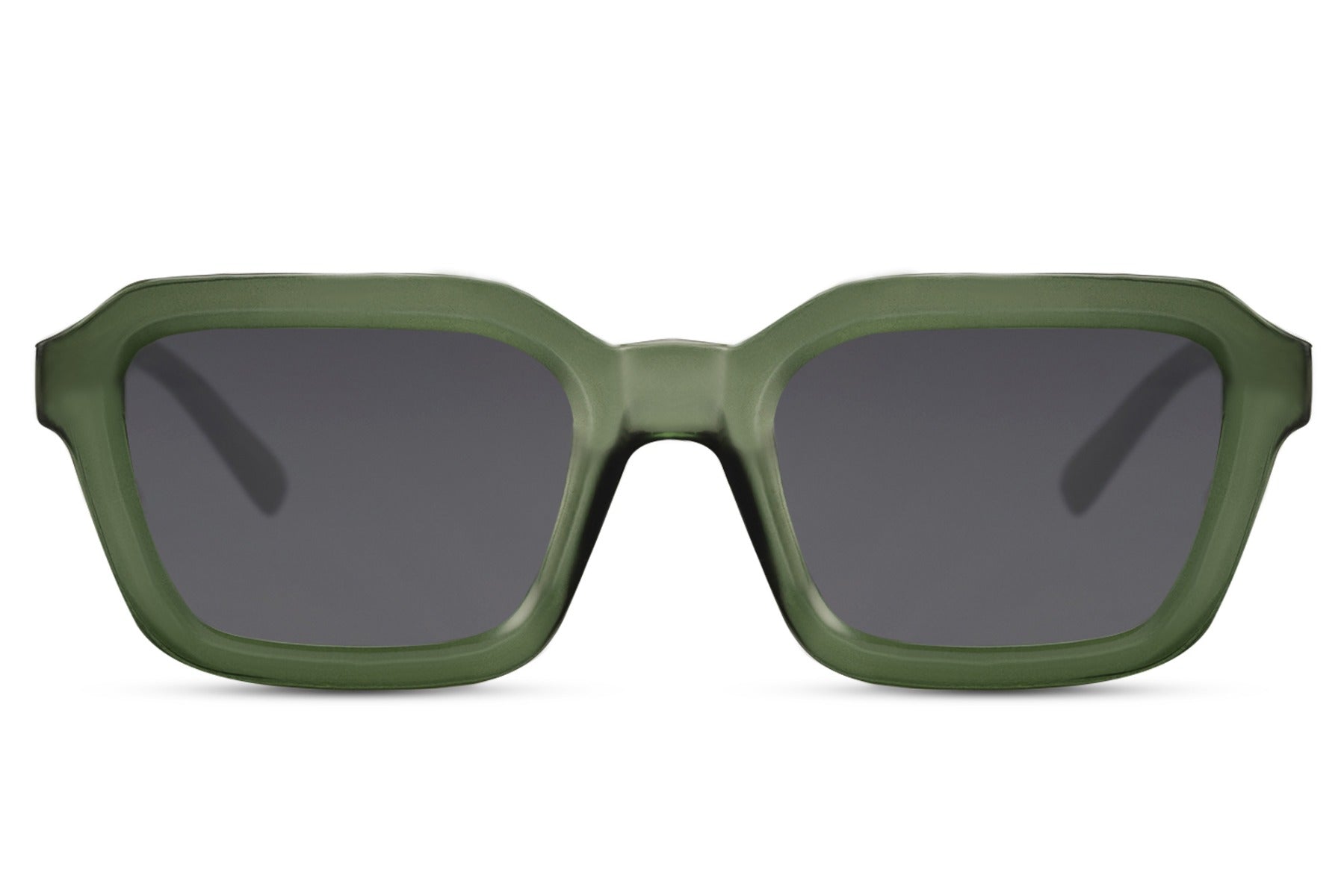 Oversized rectangle sunglasses with green frame by Sunglass Station, unisex eco-conscious eyewear with a modern fashion-forward appeal