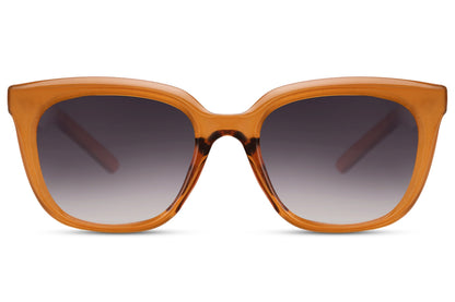 Oversized rectangle sunglasses with orange frame and brown lenses by Sunglass Station, bold unisex eyewear with a vibrant modern look