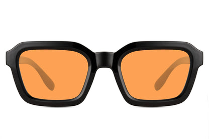 Unisex oversized rectangle sunglasses with orange tinted lenses by Sunglass Station, statement eyewear with a vibrant contemporary style