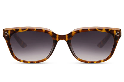 Rectangle sunglasses with tortoiseshell frame and brown lenses by Sunglass Station, unisex oversized eyewear with a timeless classic appeal