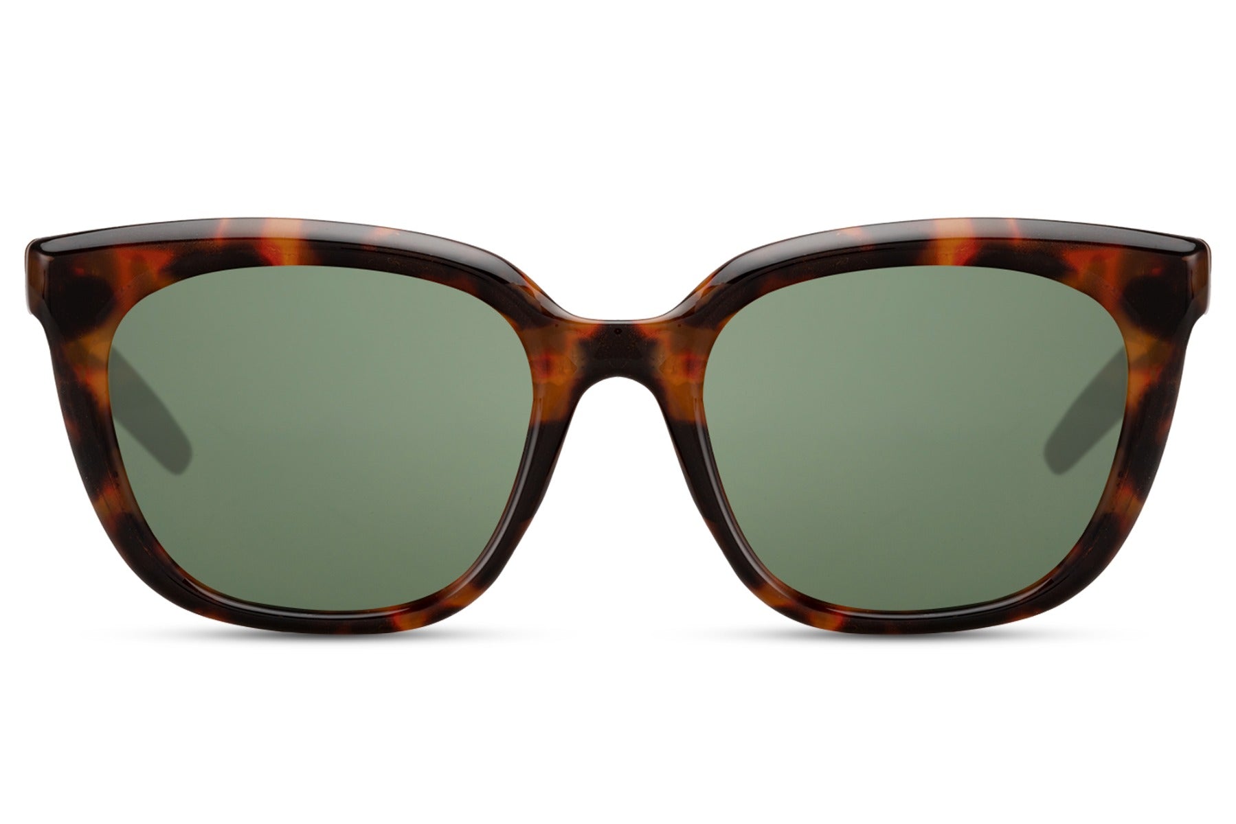 Rectangle oversized sunglasses with tortoiseshell frame and green lenses by Sunglass Station, stylish unisex eyewear inspired by European fashion trends