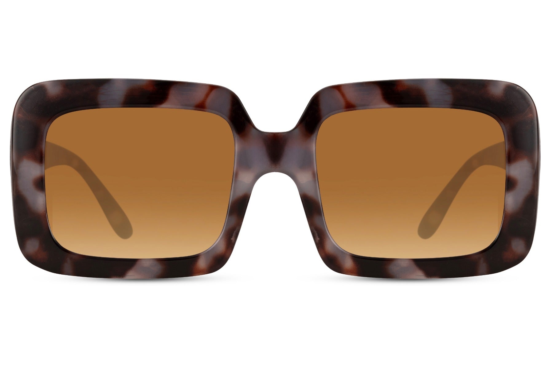 Oversized rectangle sunglasses with tortoiseshell frame and brown lenses by Sunglass Station, stylish women’s eyewear with a classic pattern