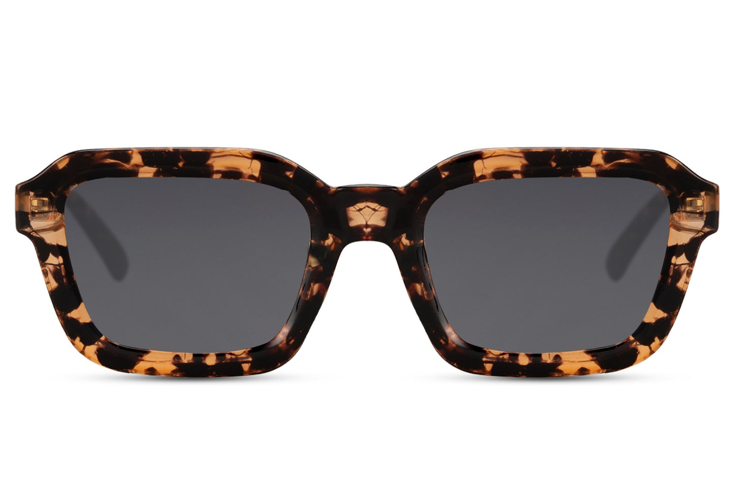 Unisex oversized rectangle sunglasses with tortoiseshell frame and dark lenses by Sunglass Station, bold eco-friendly eyewear made from recycled materials, available online with free shipping across the UK and Europe
