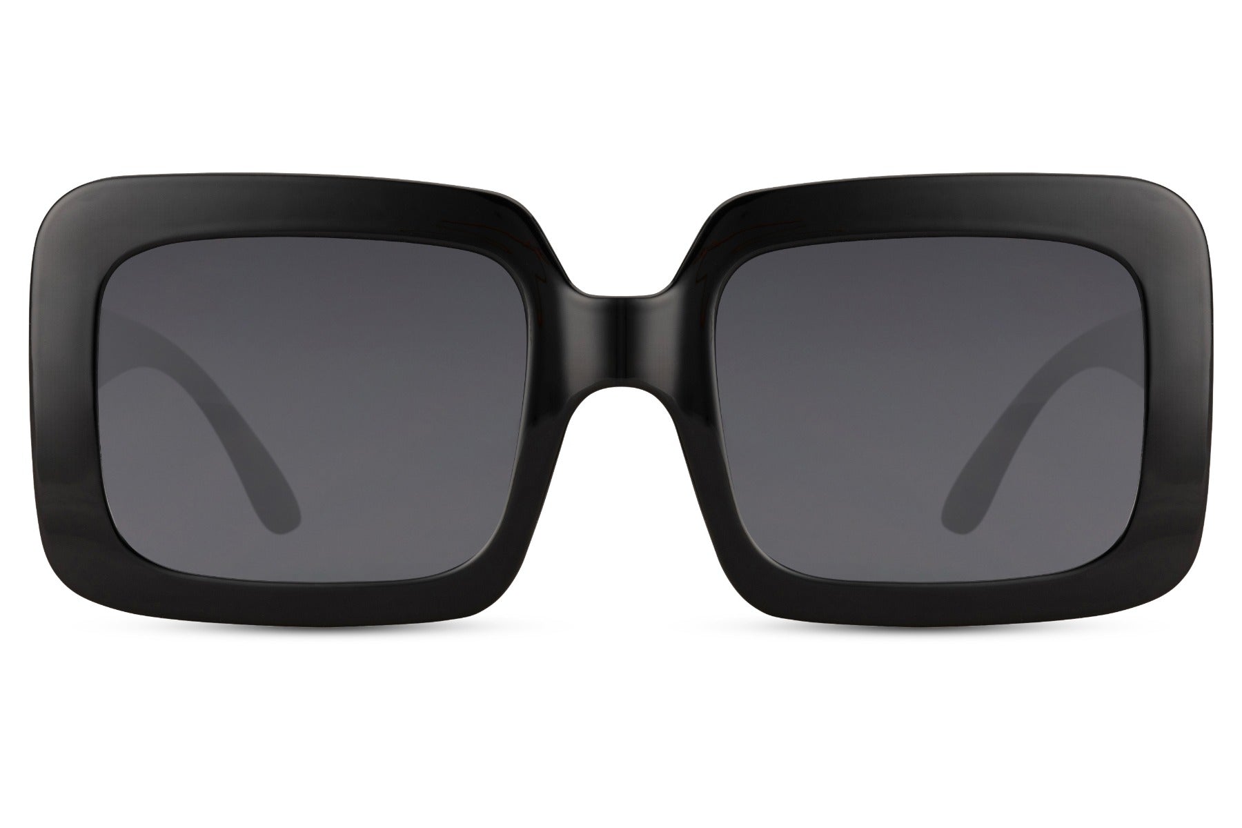 Oversized rectangle sunglasses with black frame and dark lenses by Sunglass Station, bold women’s eyewear with UV400 protection, available with free shipping across the UK and Europe
