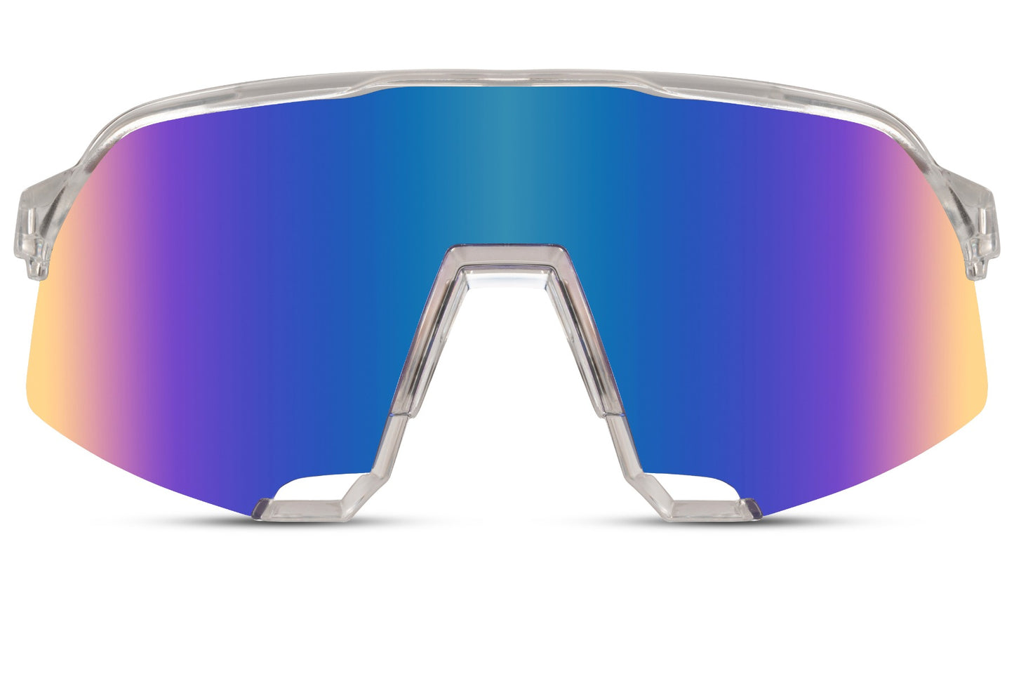 Oversized shield sports sunglasses with rainbow mirrored lens and wraparound visor design, UV400 cycling sunglasses for men and women ideal for running, cycling and outdoor sports