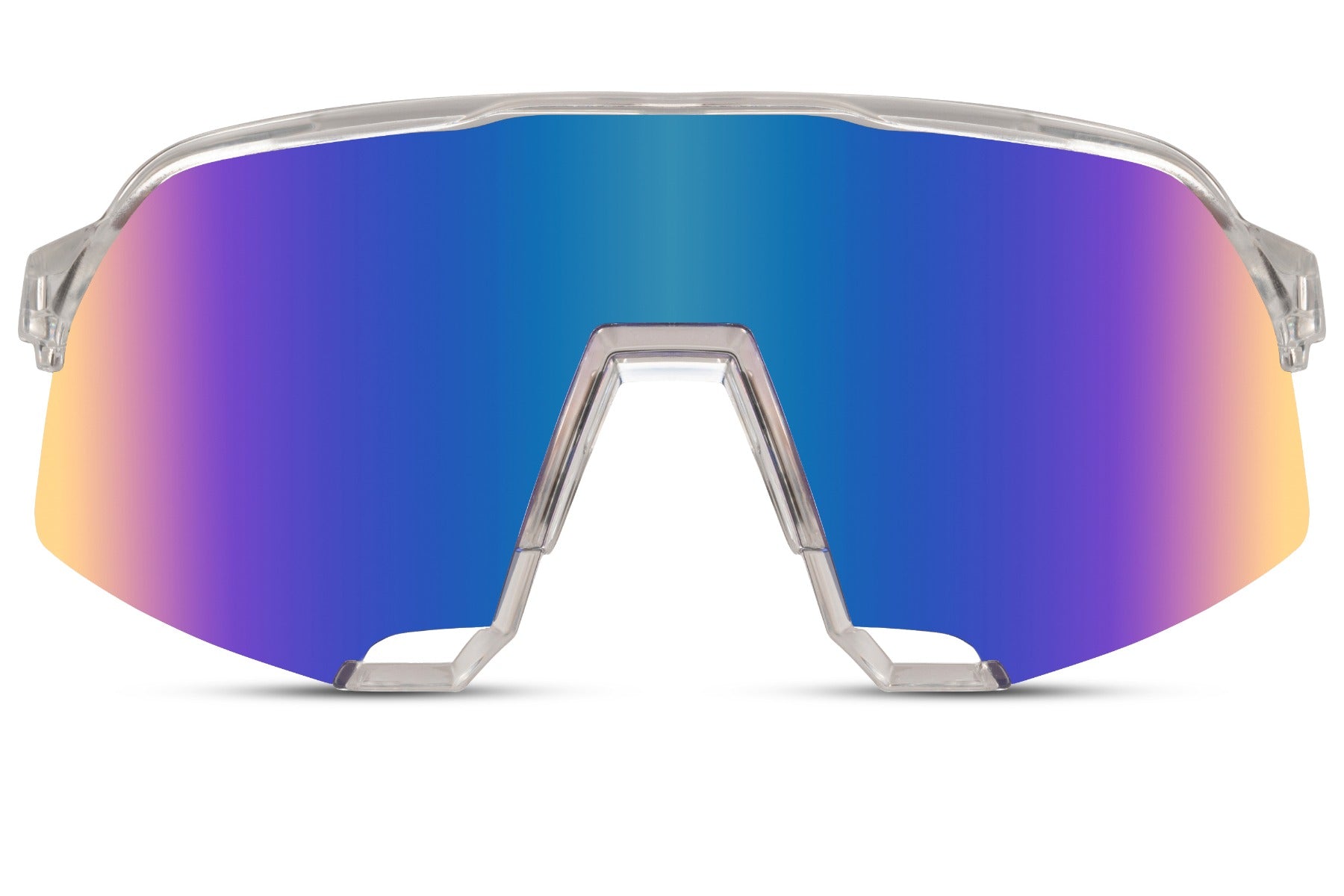 Oversized shield sports sunglasses with rainbow mirrored lens and wraparound visor design, UV400 cycling sunglasses for men and women ideal for running, cycling and outdoor sports