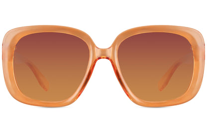 Oversized square sunglasses with amber tinted lenses and bold frame, Milan inspired designer sunglasses for women ideal for vacation and city fashion