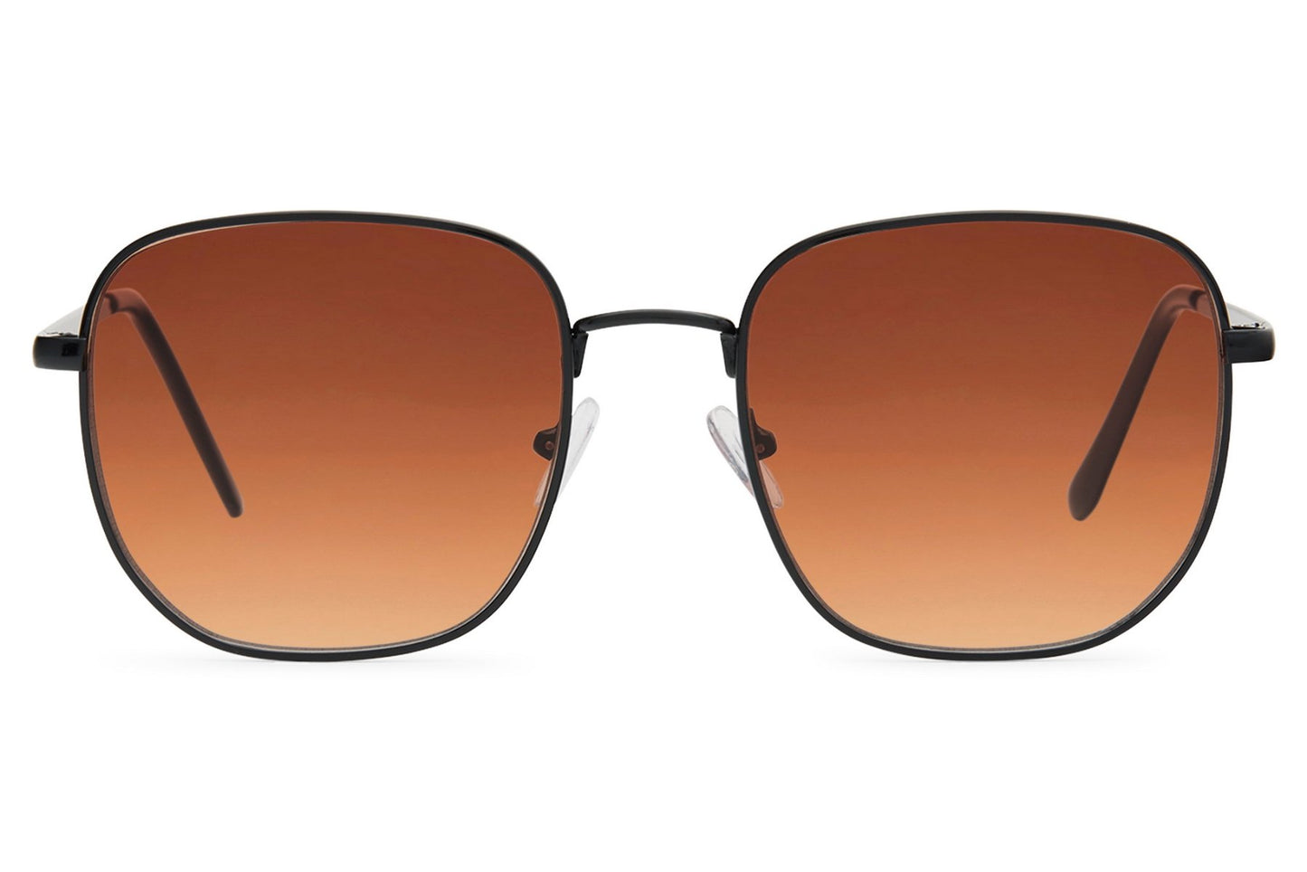 Oversized square sunglasses for women with brown gradient lenses and elegant metal frame styling