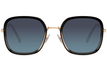 Oversized square sunglasses with dark gradient lenses and structured frame, statement eyewear designed for bold modern looks