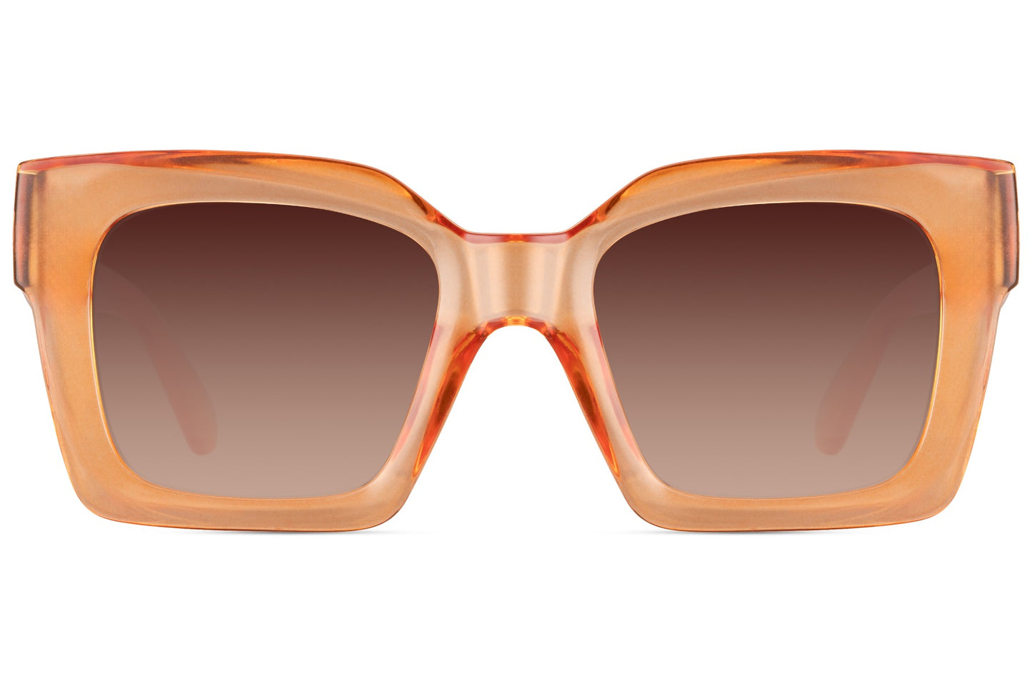 Light brown oversized square sunglasses with soft tinted lenses, minimalist eco friendly eyewear for women ideal for daily wear and neutral outfits