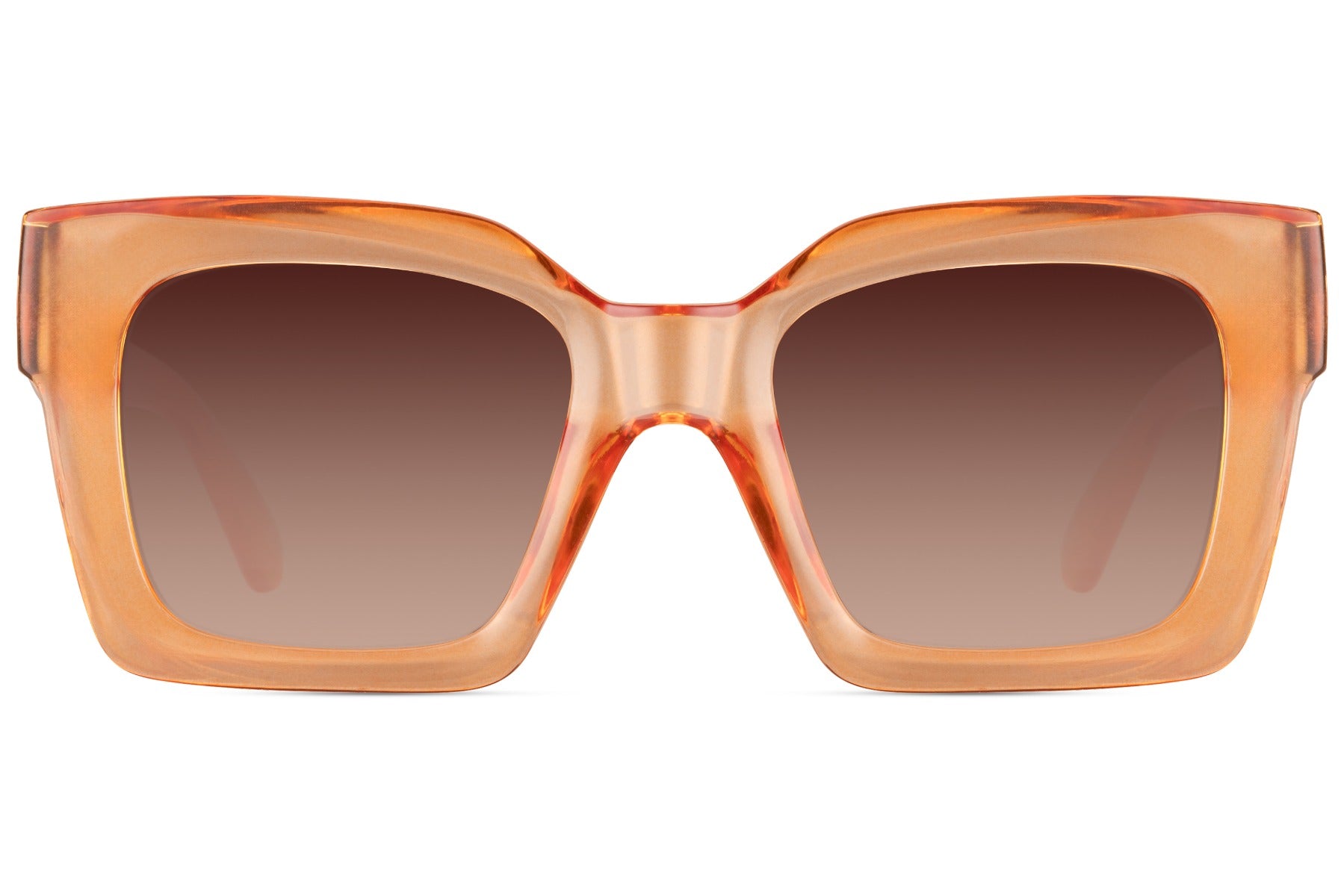 Light brown oversized square sunglasses with soft tinted lenses, minimalist eco friendly eyewear for women ideal for daily wear and neutral outfits