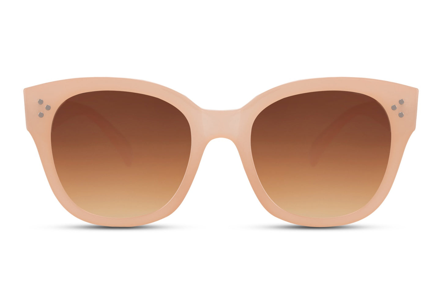 Oversized sunglasses with neutral frame and warm tinted lenses, inspired by leopard print style and modern minimalist fashion