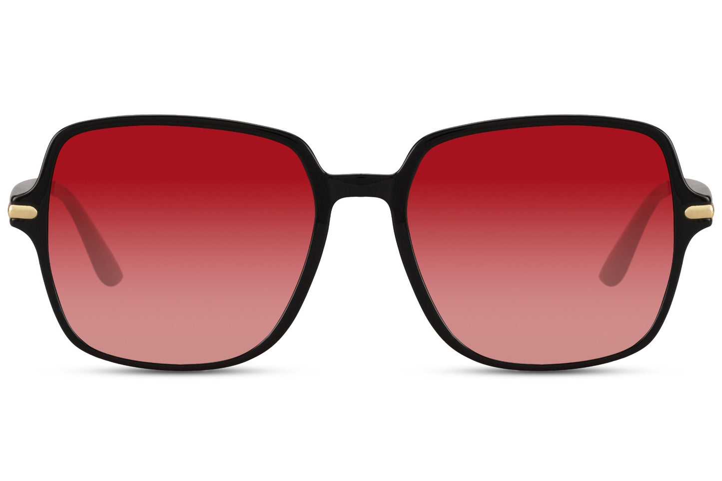 Oversized sunglasses with red tinted lenses and modern square frame, statement fashion sunglasses for summer outfits, festivals and holiday wear