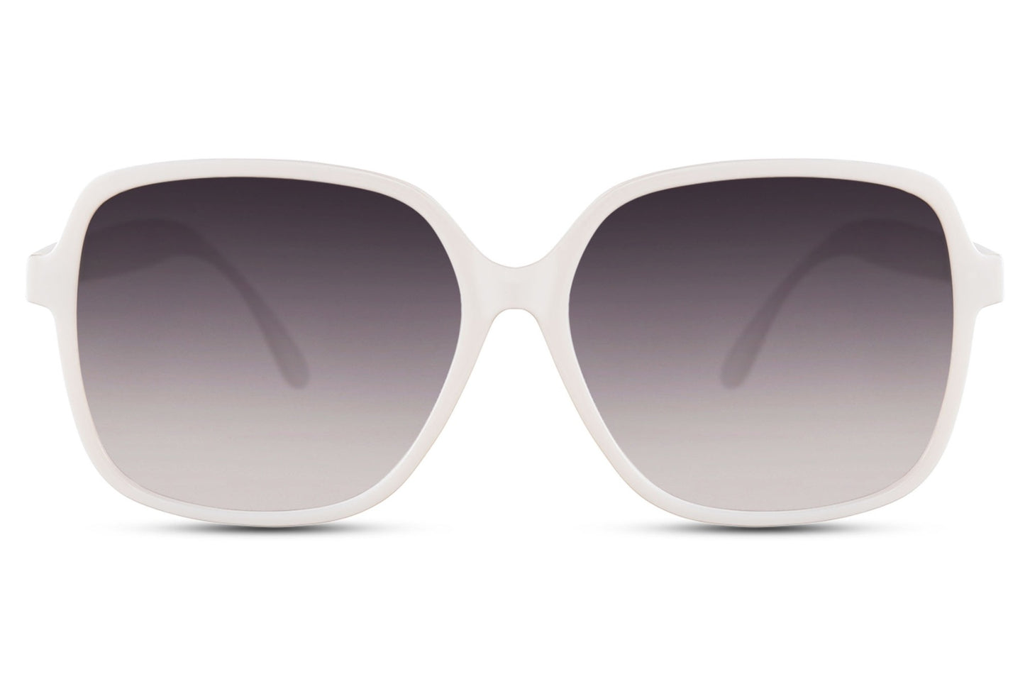 Oversized sunglasses with white frame and smokey lenses, fashionable women sunglasses for summer outfits, holidays, travel and everyday wear