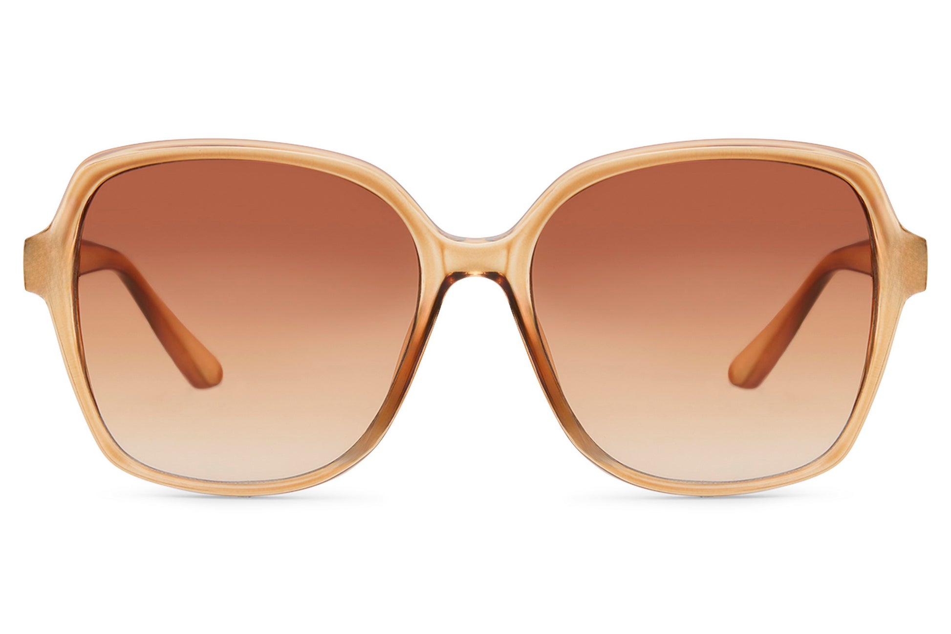 Oversized tinted sunglasses for women with beige frame and brown gradient lenses, designed for stylish everyday wear and full UV protection