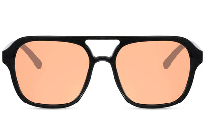 Peach tinted aviator sunglasses with a soft and stylish look, perfect for modern casual outfits