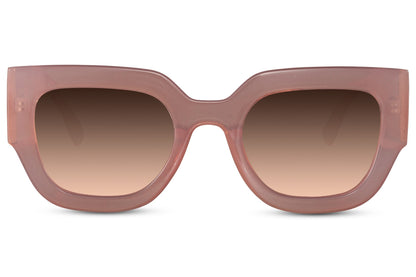 Pink cat eye sunglasses with bold frame design for a stylish and feminine fashion look