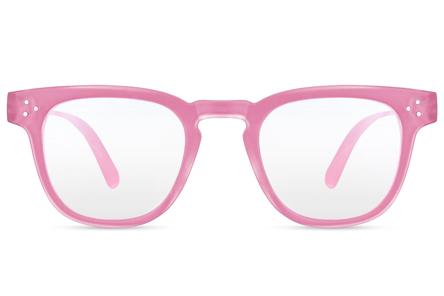Pink square blue light filter glasses for women and men with lightweight frame for computer and mobile screen protection
