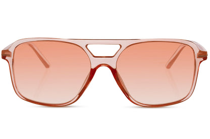 Pink tinted aviator sunglasses designed for bold fashion looks, ideal for parties and standout outfits