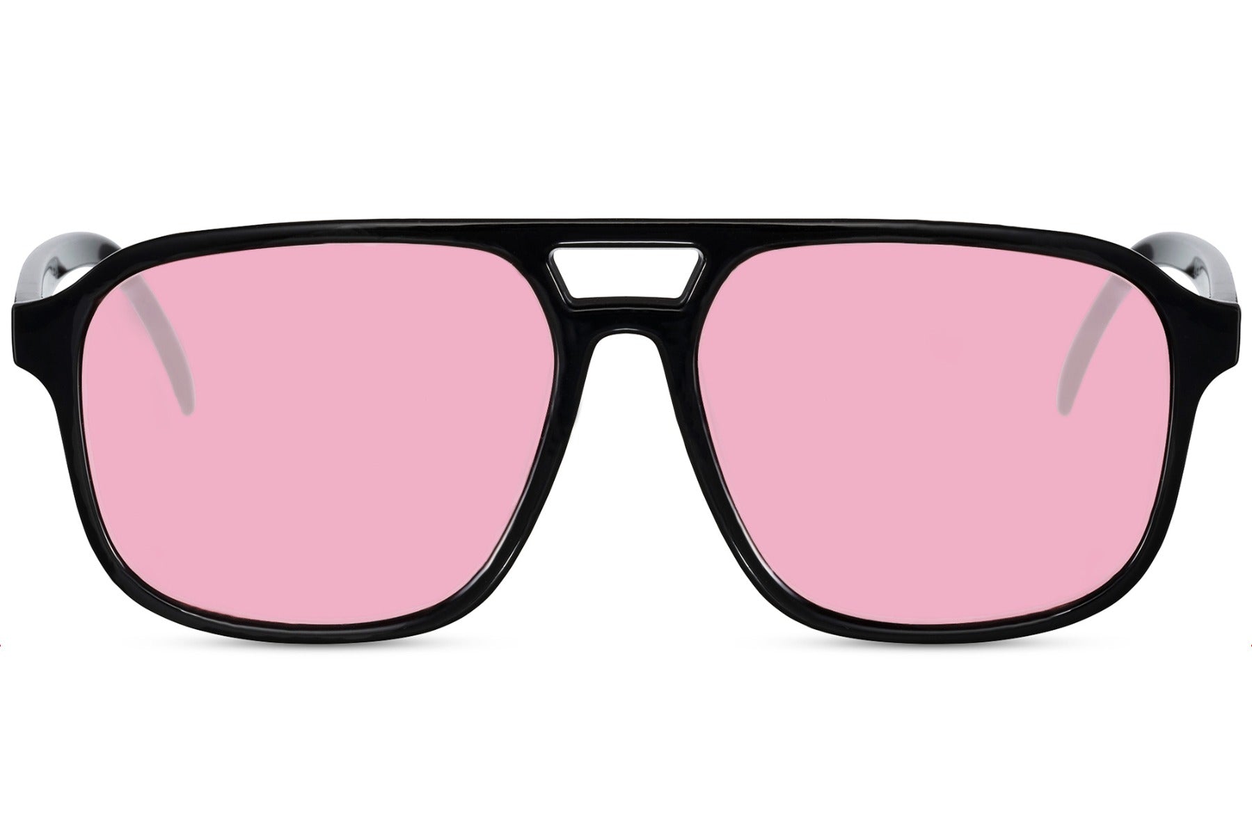 Pink tinted aviator sunglasses with a retro frame, perfect for fashion-forward outfits and modern styling