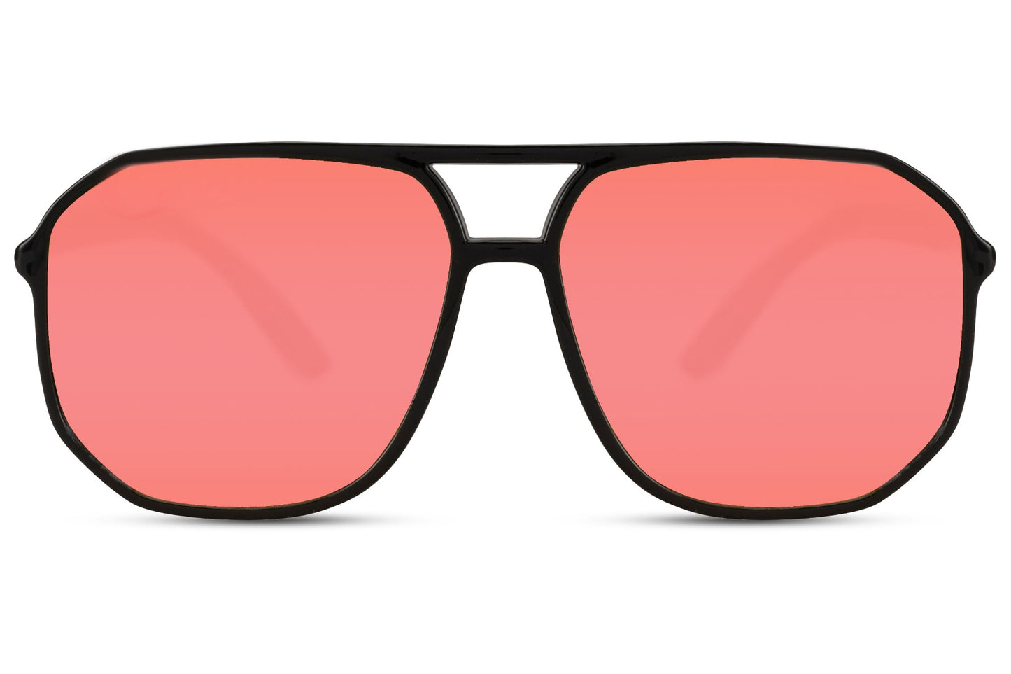 Pink tinted geometric aviator sunglasses for a statement fashion look and expressive styling