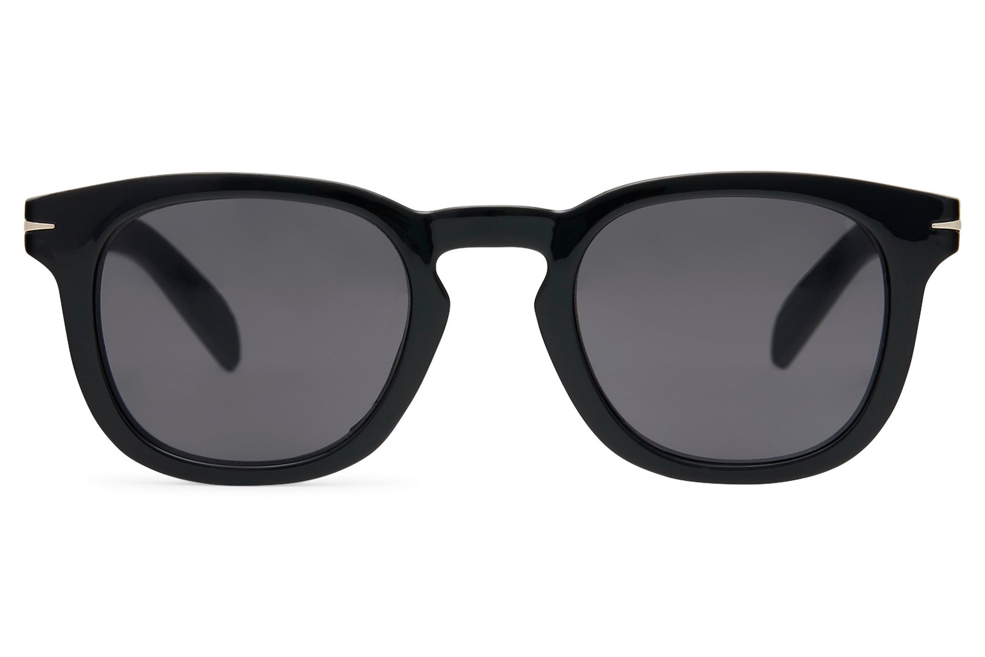 Men’s eco square sunglasses with black frame and dark polycarbonate lenses made from recycled materials