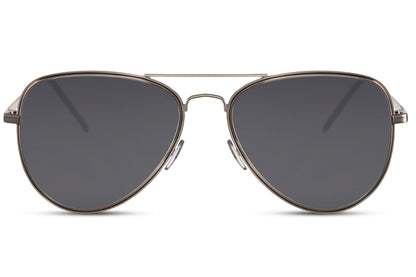 Grey lens polarized aviator sunglasses ideal for city outfits and daily wear, offering glare reduction and comfortable vision outdoors
