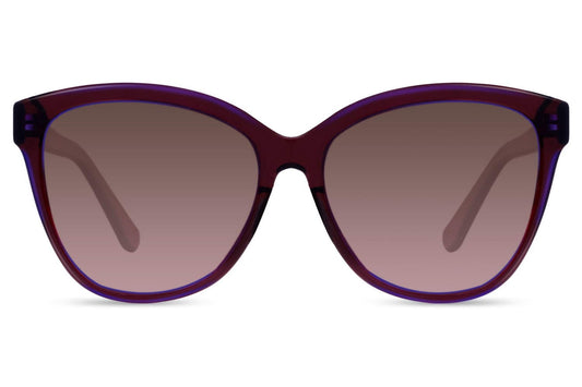 Polarized oversized sunglasses with purple frame and brown gradient lenses, designed for glare reduction and stylish everyday eye protection