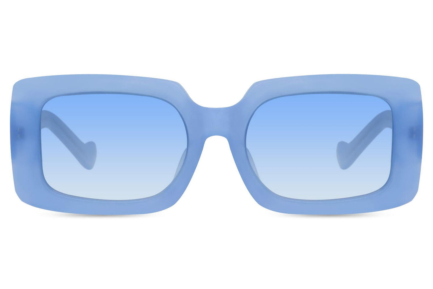 Polarized rectangle sunglasses with blue frame and lenses by Sunglass Station, modern unisex eyewear with a bold and stylish appearance