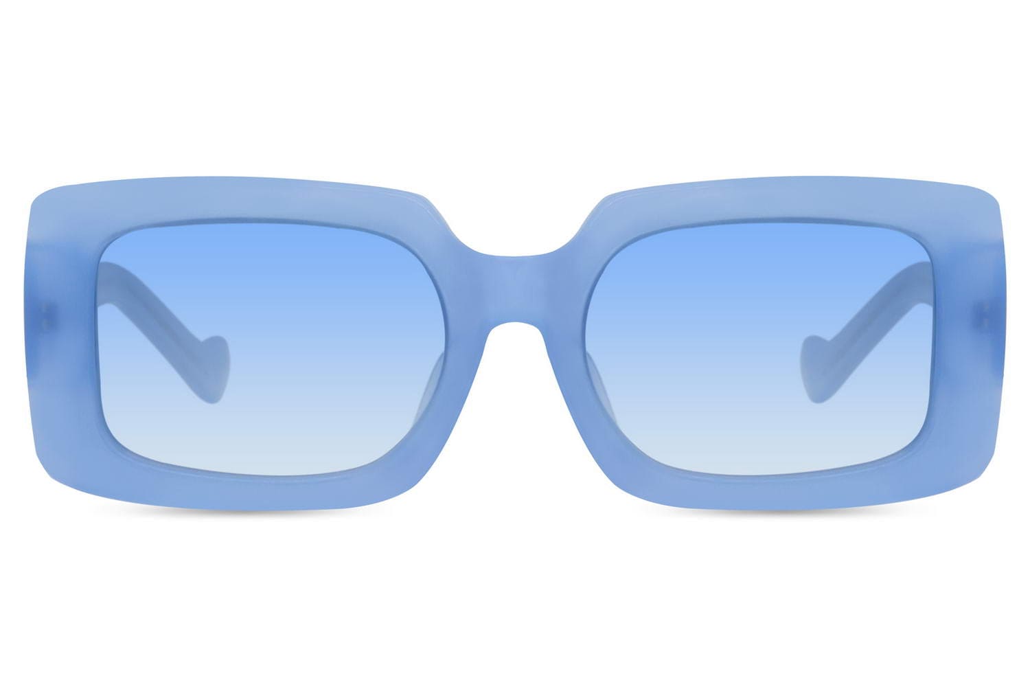 Polarized rectangle sunglasses with blue frame and lenses by Sunglass Station, modern unisex eyewear with a bold and stylish appearance