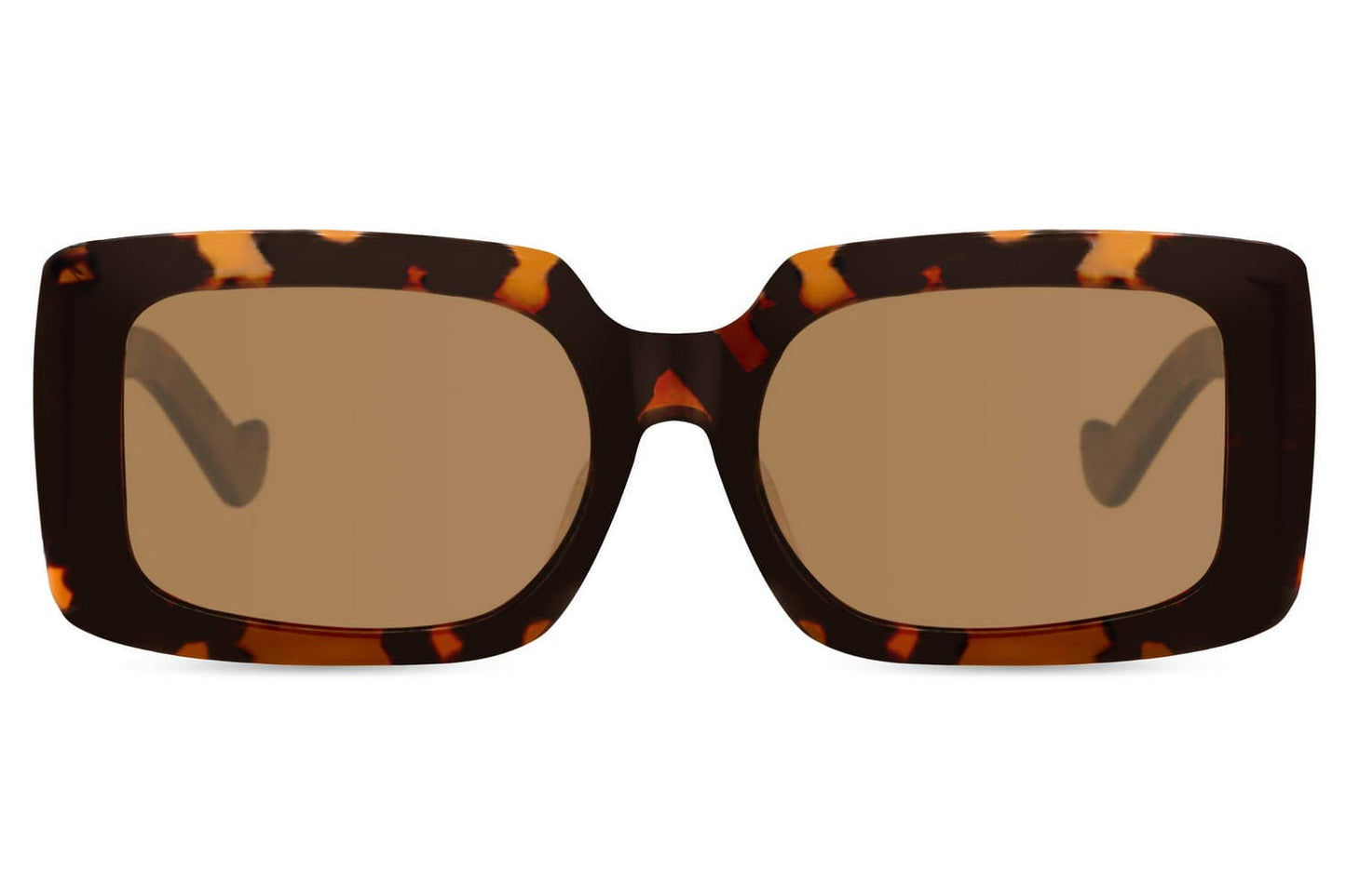 Polarized rectangle sunglasses with tortoiseshell frame and brown lenses by Sunglass Station, classic unisex eyewear with glare reduction and UV protection