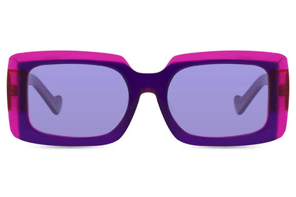 Polarized rectangle sunglasses with purple frame and lenses by Sunglass Station, unisex eyewear offering UV protection and a bold fashion look