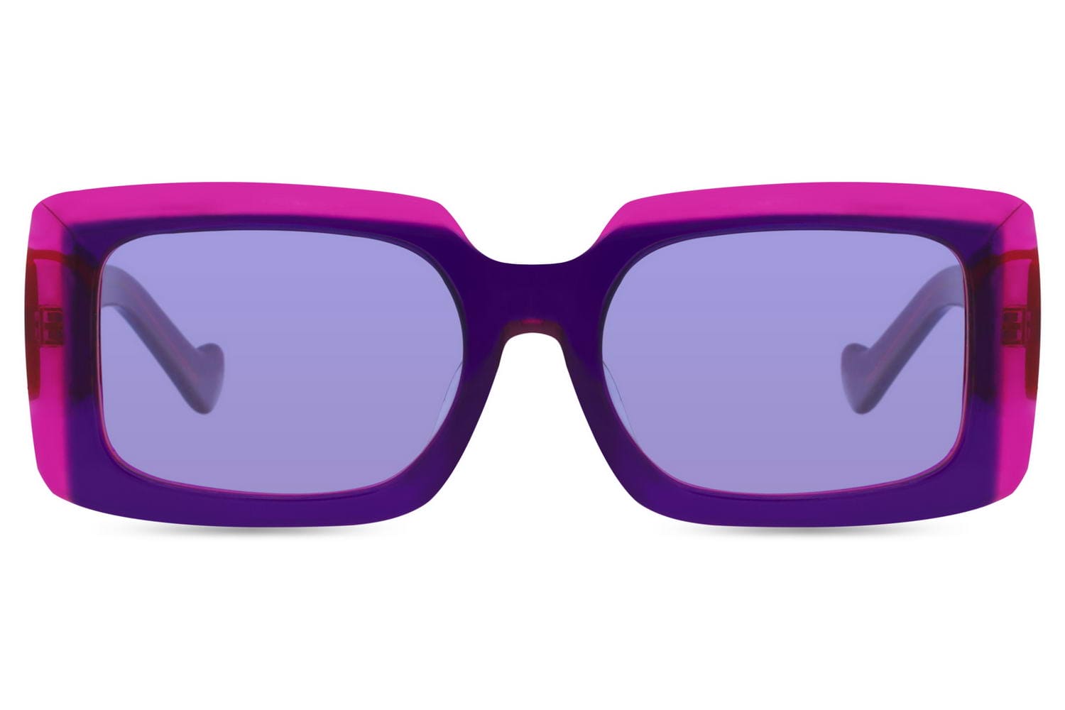 Polarized rectangle sunglasses with purple frame and lenses by Sunglass Station, unisex eyewear offering UV protection and a bold fashion look
