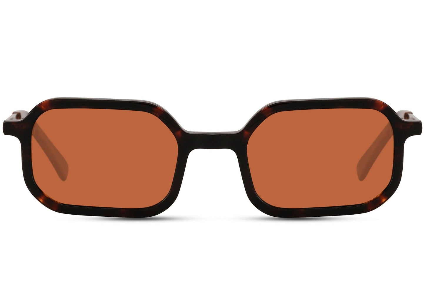 Polarized retro rectangle sunglasses with black frame and orange lenses by Sunglass Station, unisex eyewear designed to reduce glare and enhance clarity, available online with free shipping across the UK and Europe