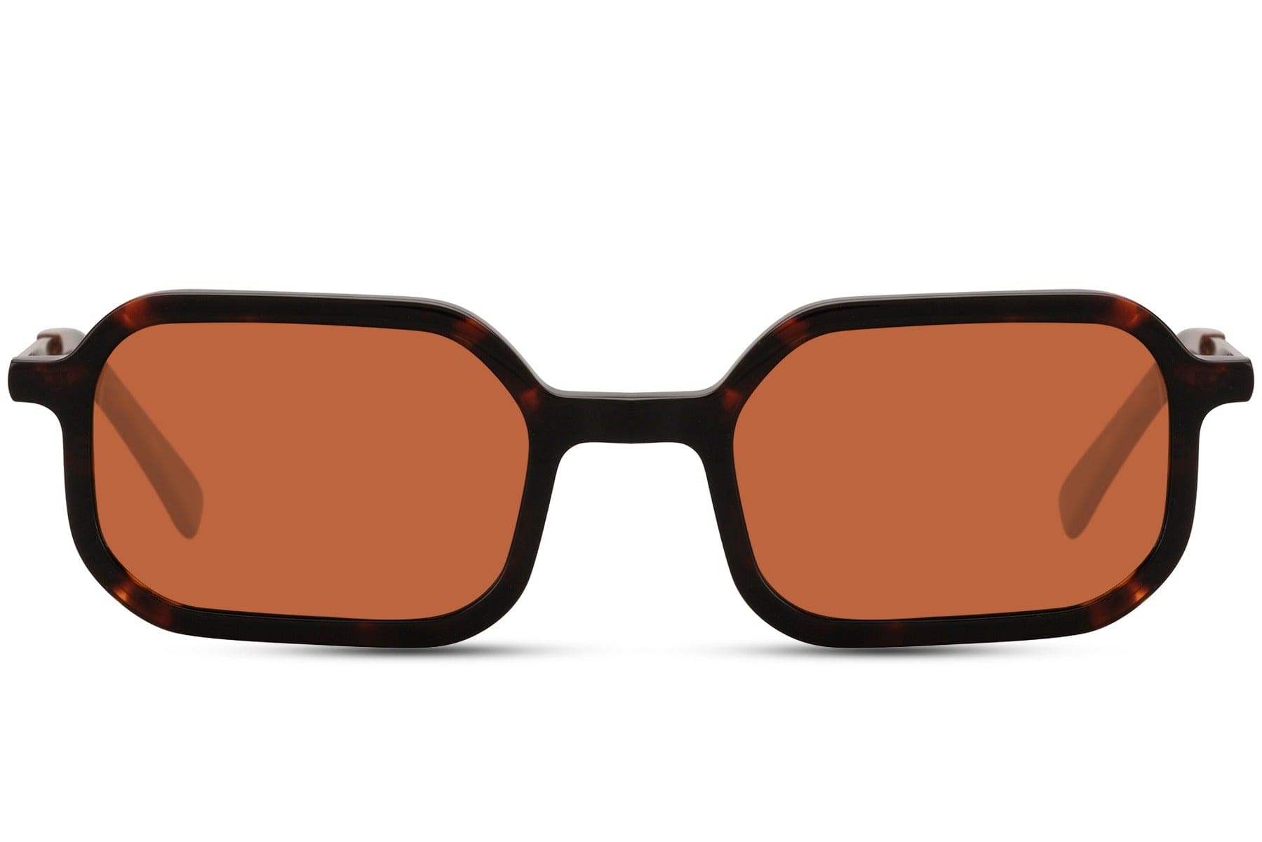 Polarized retro rectangle sunglasses with black frame and orange lenses by Sunglass Station, unisex eyewear designed to reduce glare and enhance clarity, available online with free shipping across the UK and Europe