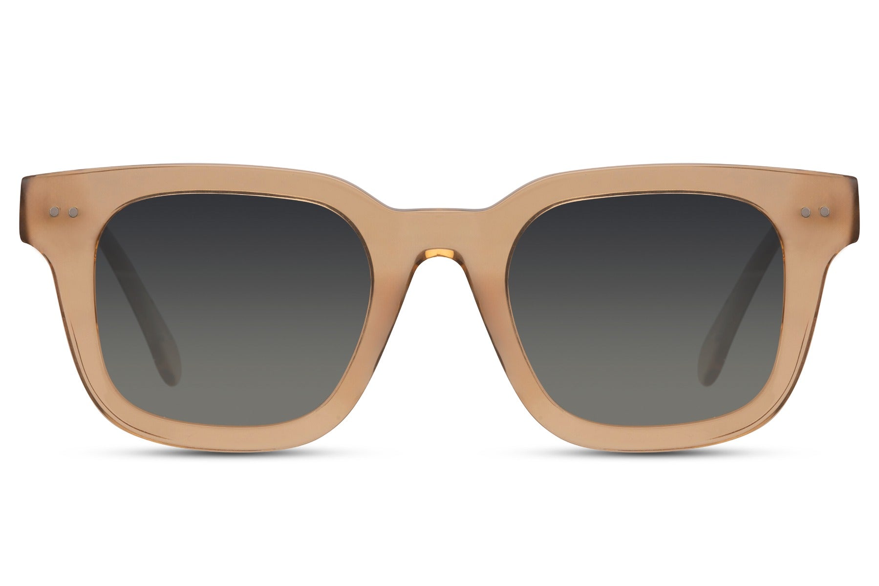 Polarized square sunglasses with beige acetate frame and UV400 TAC lenses for glare free outdoor vision