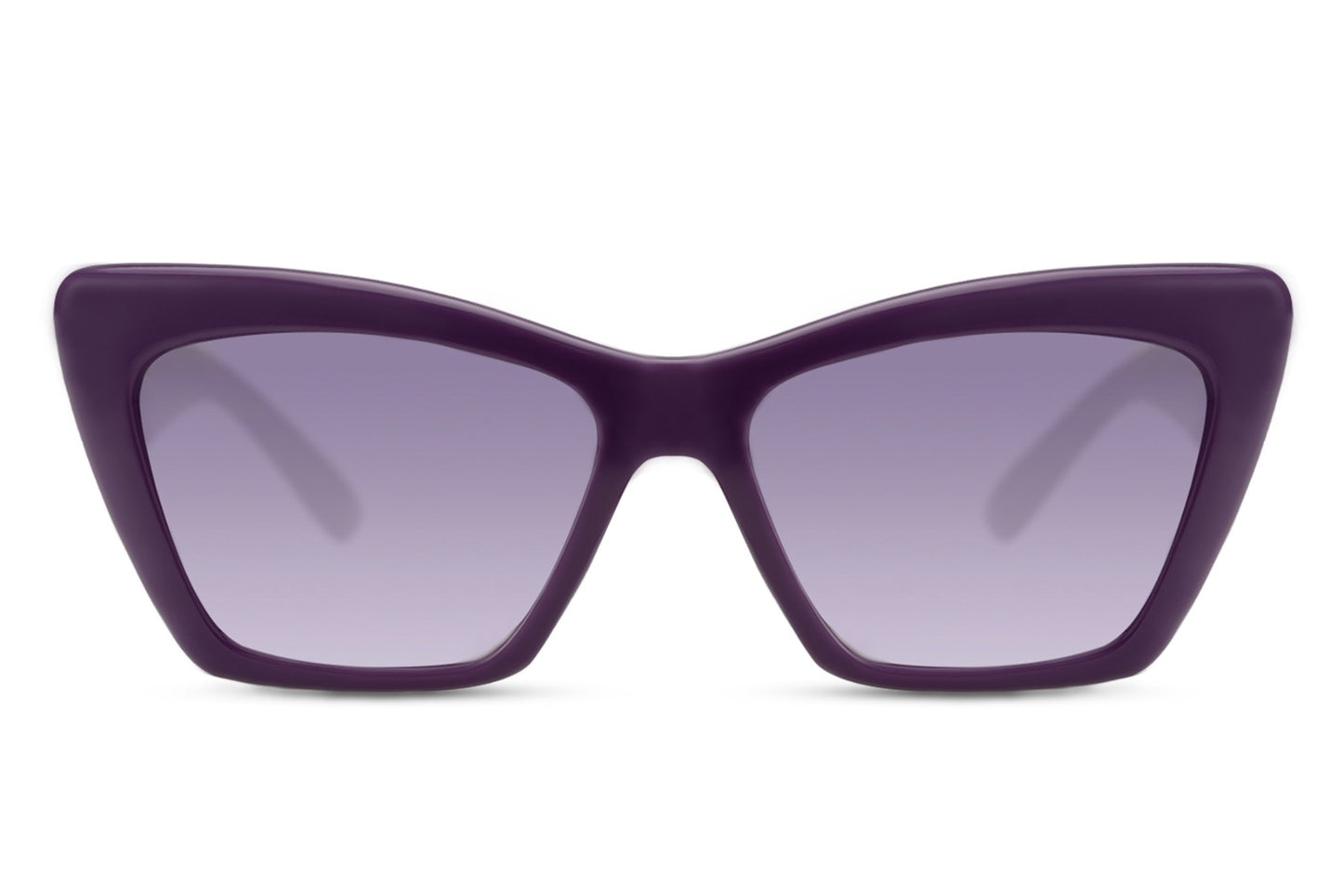 Cat eye sunglasses with soft stroke frame in purple and tinted lenses