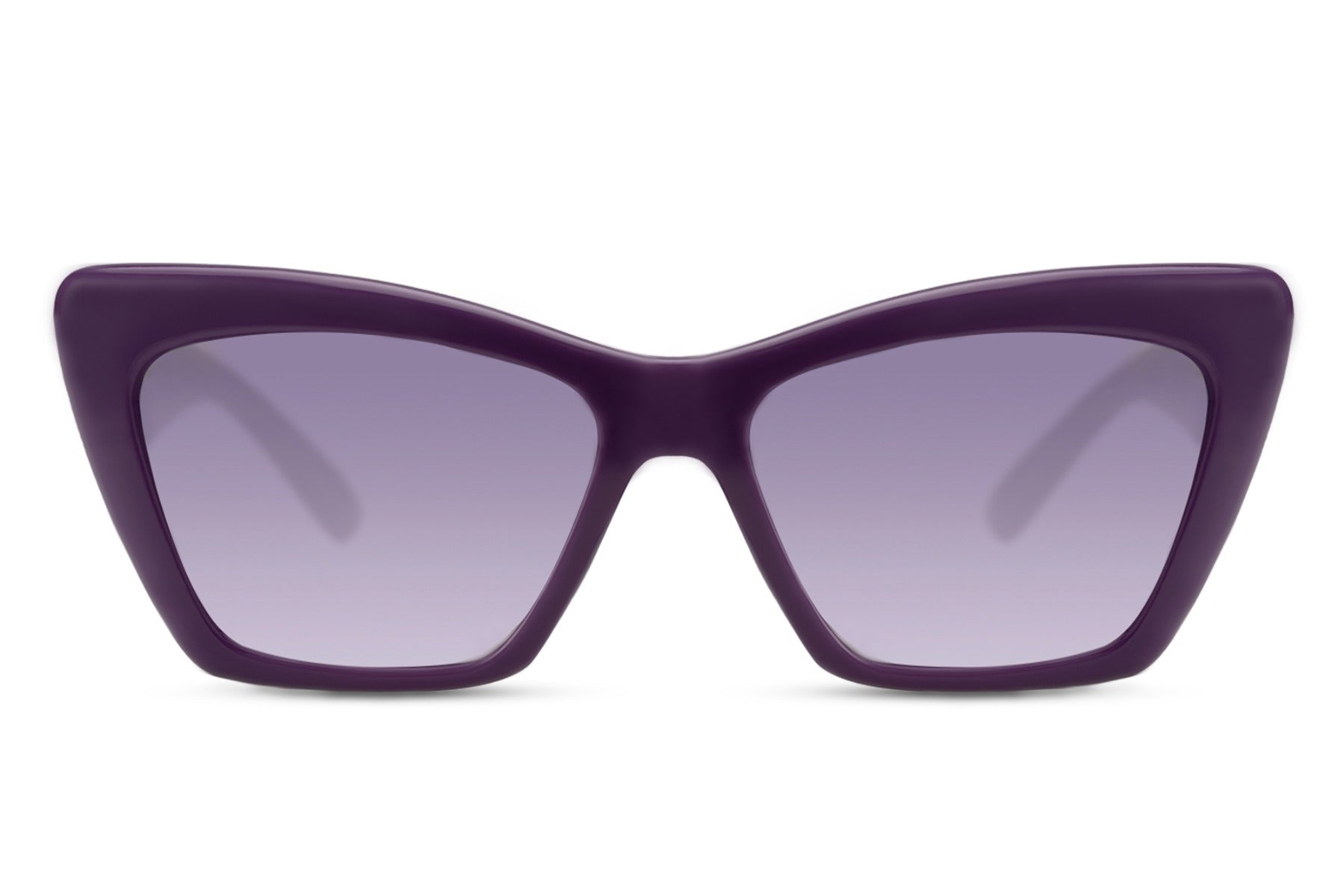 Cat eye sunglasses with soft stroke frame in purple and tinted lenses