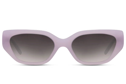 Grey lens geometric cat eye sunglasses with sleek frame and modern angular design