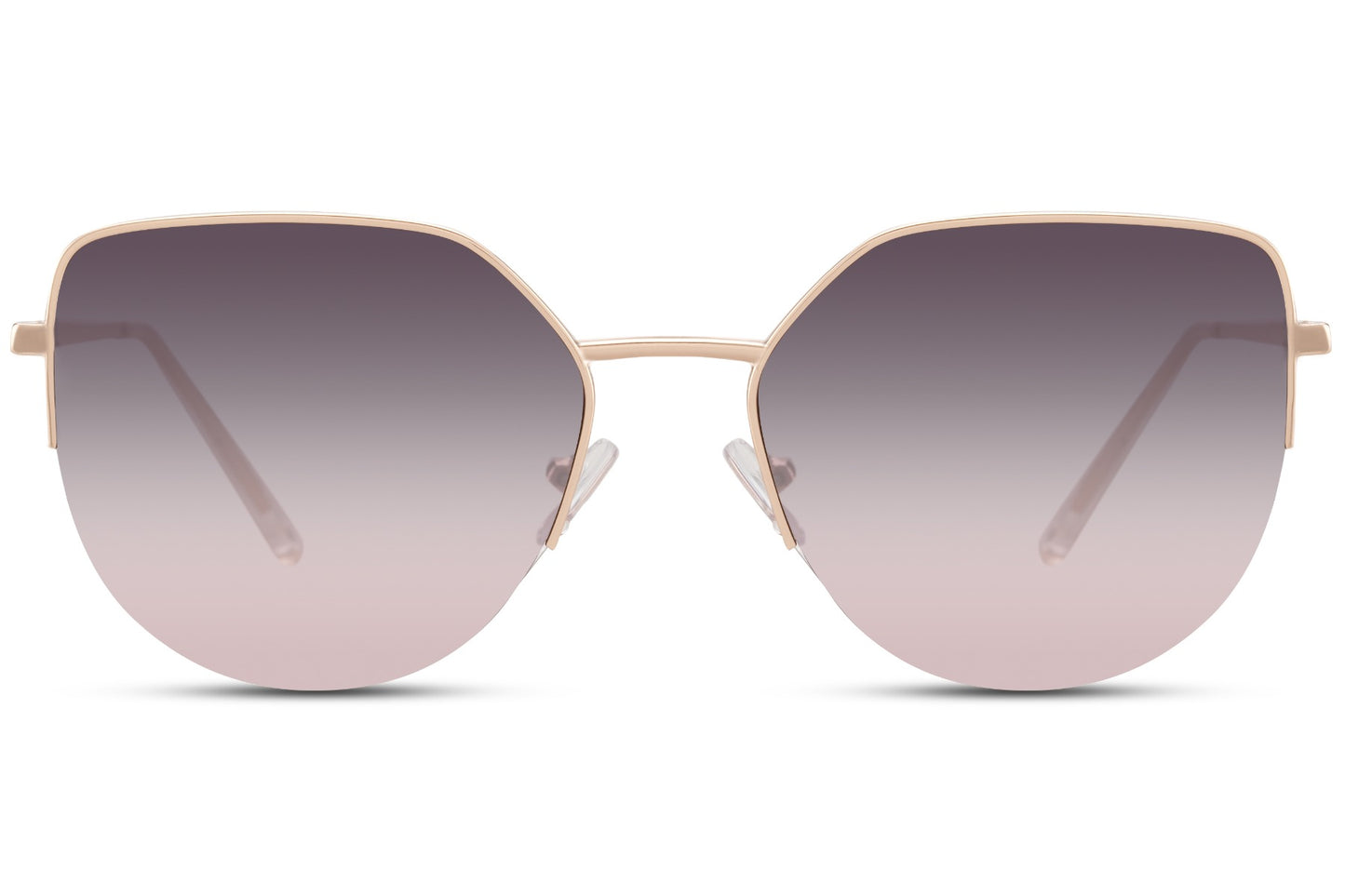 Cat eye sunglasses with purple gradient lenses and lightweight metal frame