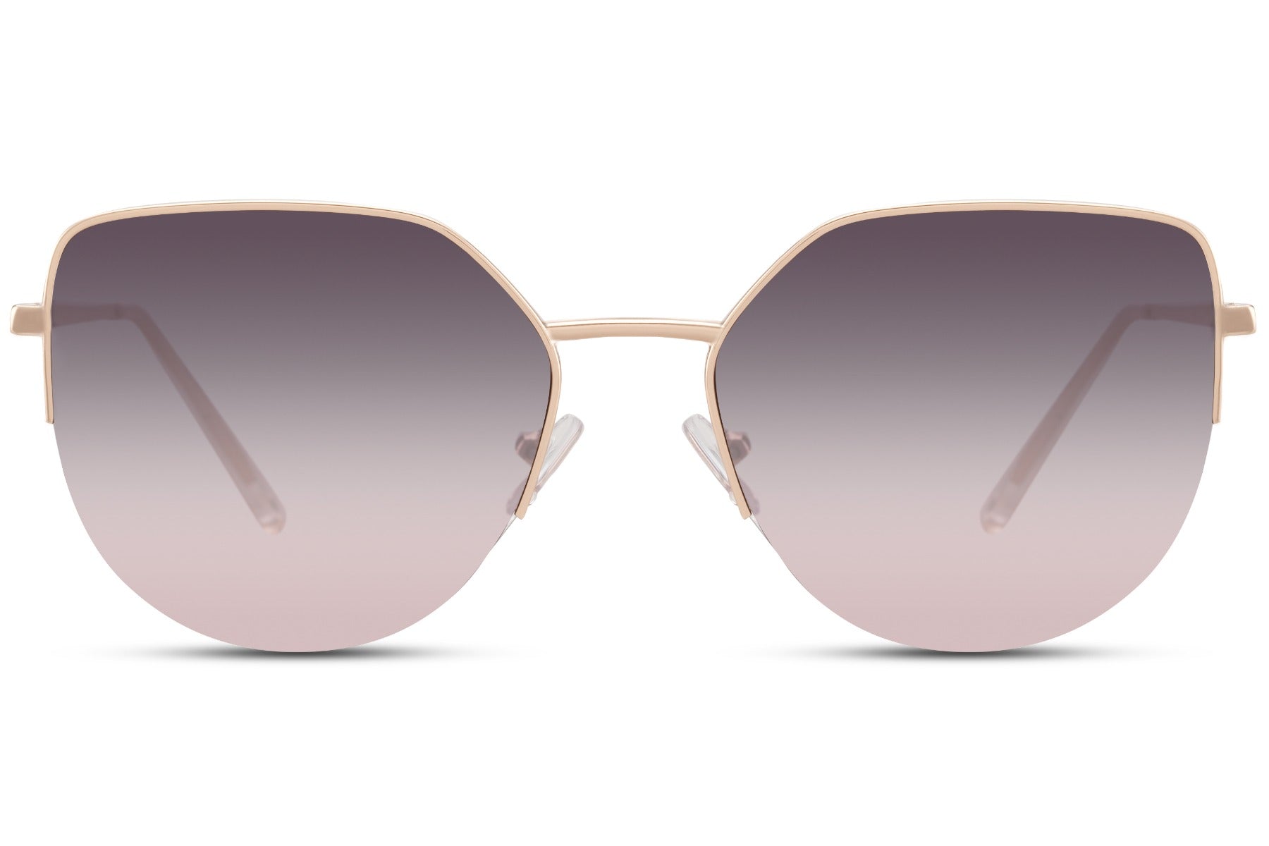 Cat eye sunglasses with purple gradient lenses and lightweight metal frame