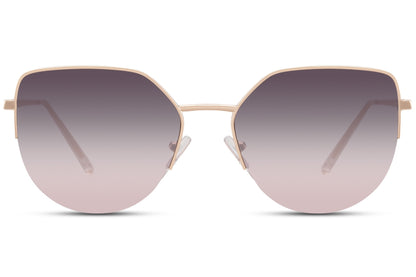 Cat eye sunglasses with purple gradient lenses and lightweight metal frame