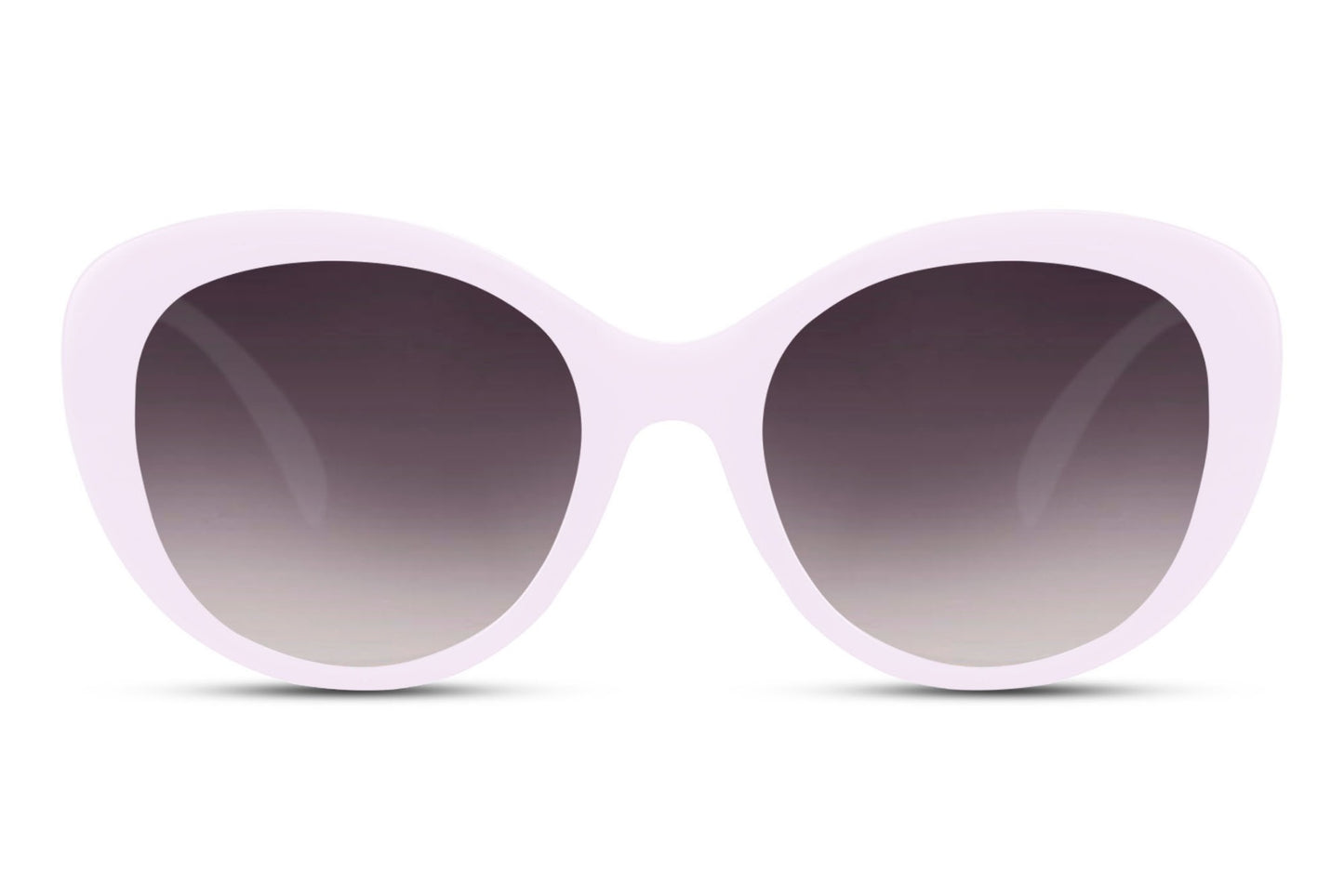 Cat eye sunglasses with purple gradient lenses and bold frame design