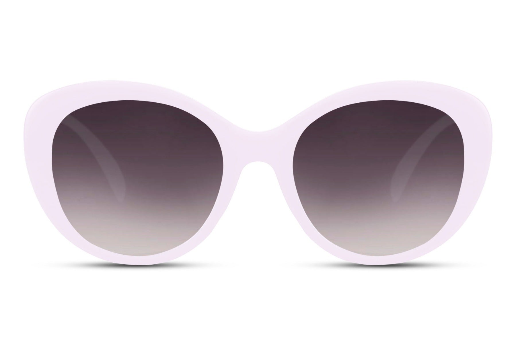 Cat eye sunglasses with purple gradient lenses and bold frame design