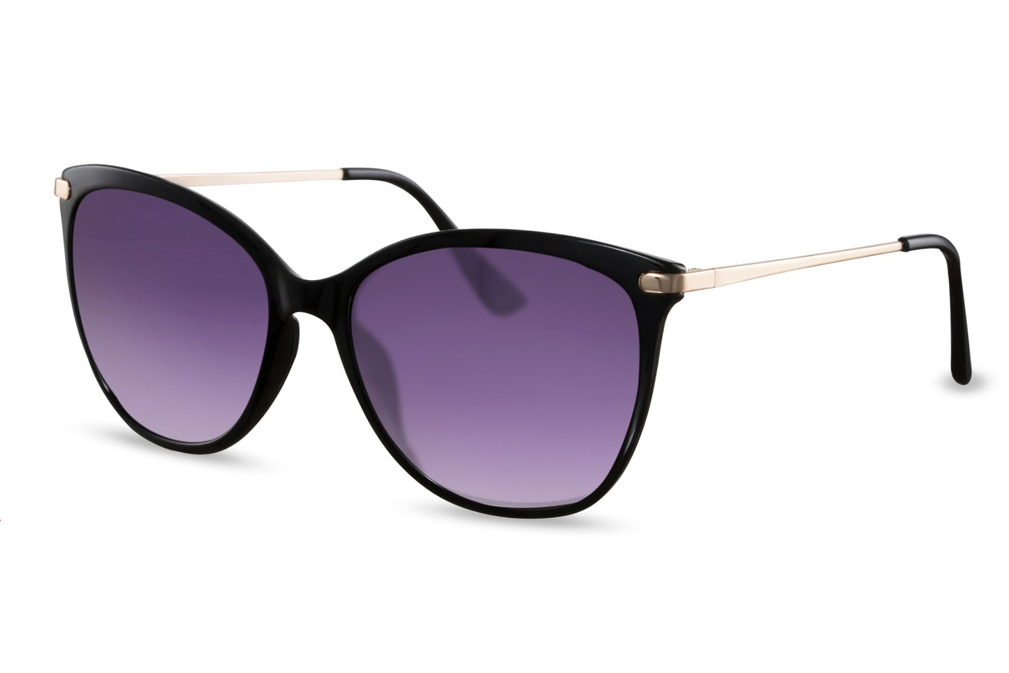 Classic cat eye sunglasses with purple tinted lenses and sleek frame, designed for elegant styling and everyday statement looks