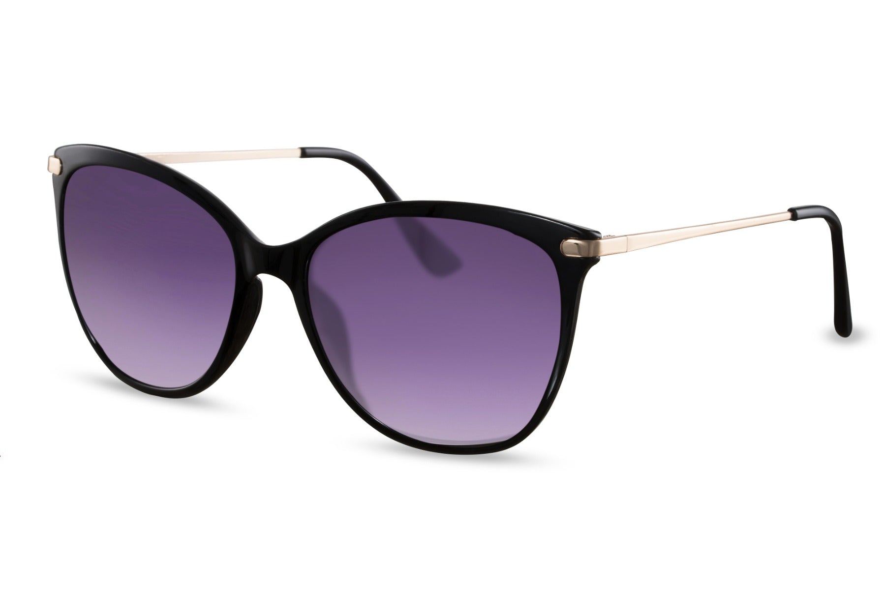 Classic cat eye sunglasses with purple tinted lenses and sleek frame, designed for elegant styling and everyday statement looks