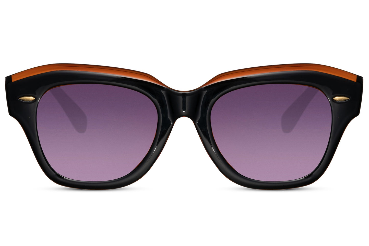 Hepburn-style cat eye sunglasses with purple lenses and bold frame, combining retro glamour with eco-conscious materials