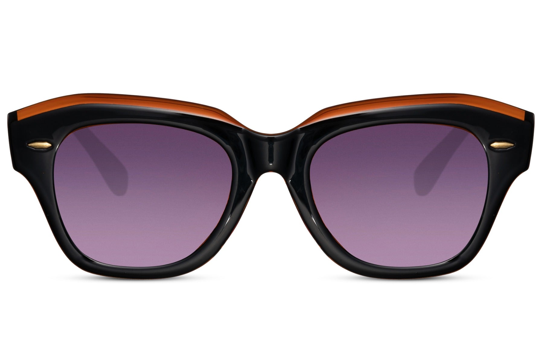 Hepburn-style cat eye sunglasses with purple lenses and bold frame, combining retro glamour with eco-conscious materials