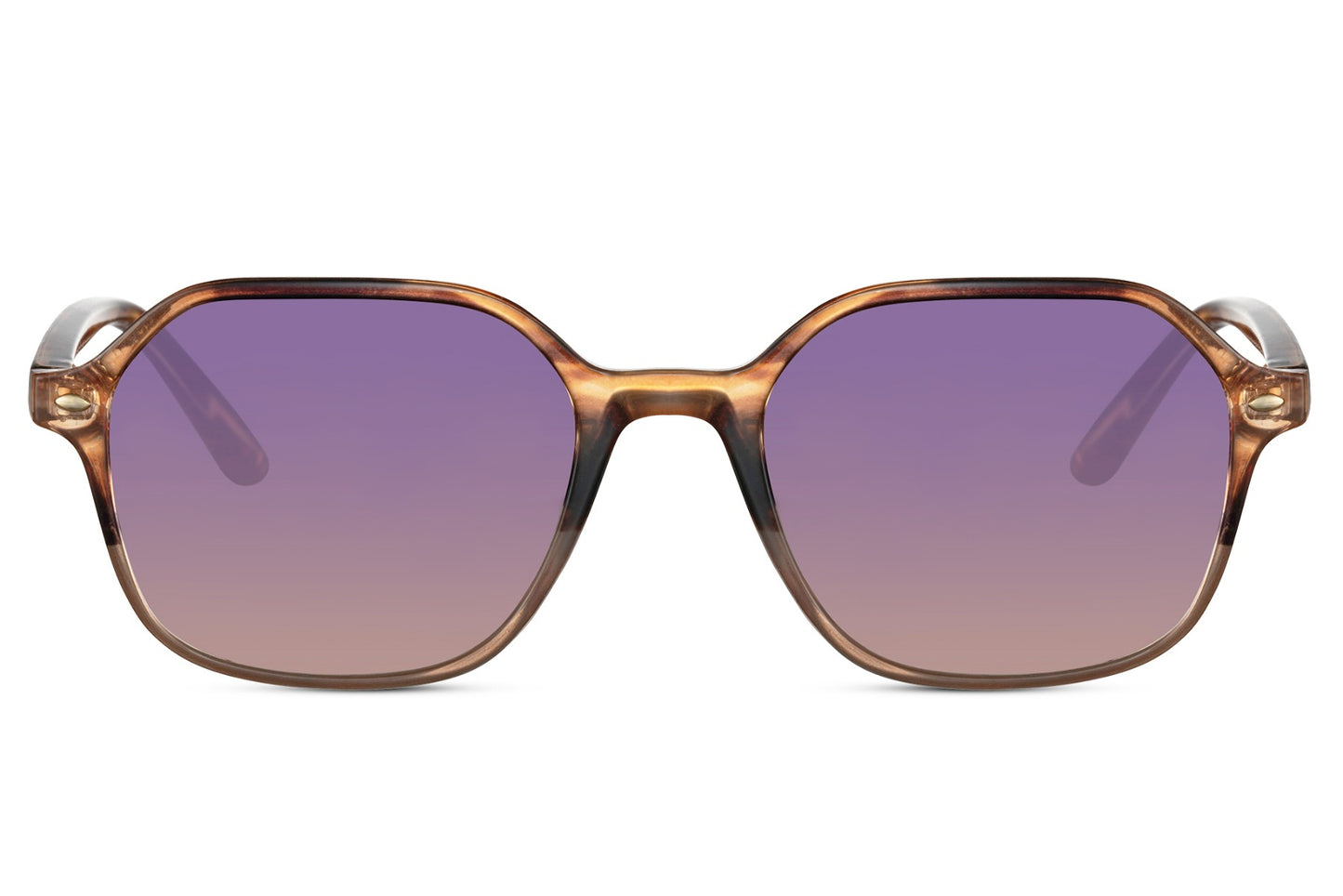 Leopard print square sunglasses with purple tinted lenses and geometric retro frame for trendy statement styling