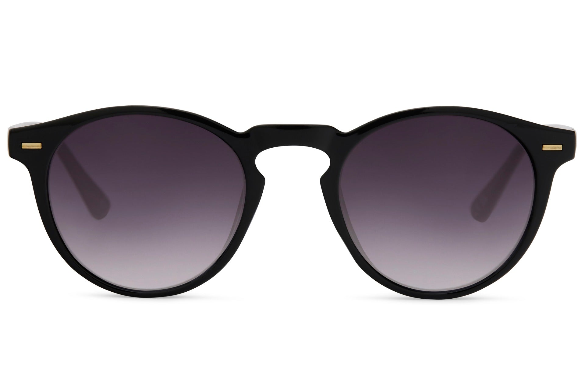 round sunglasses with purple lenses and bold frame design, ideal for making a confident fashion statement